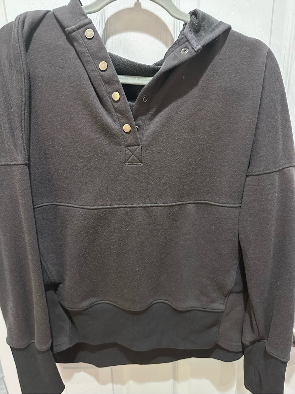 Women’s Dark Gray Snap Hooded Pullover Hoodie